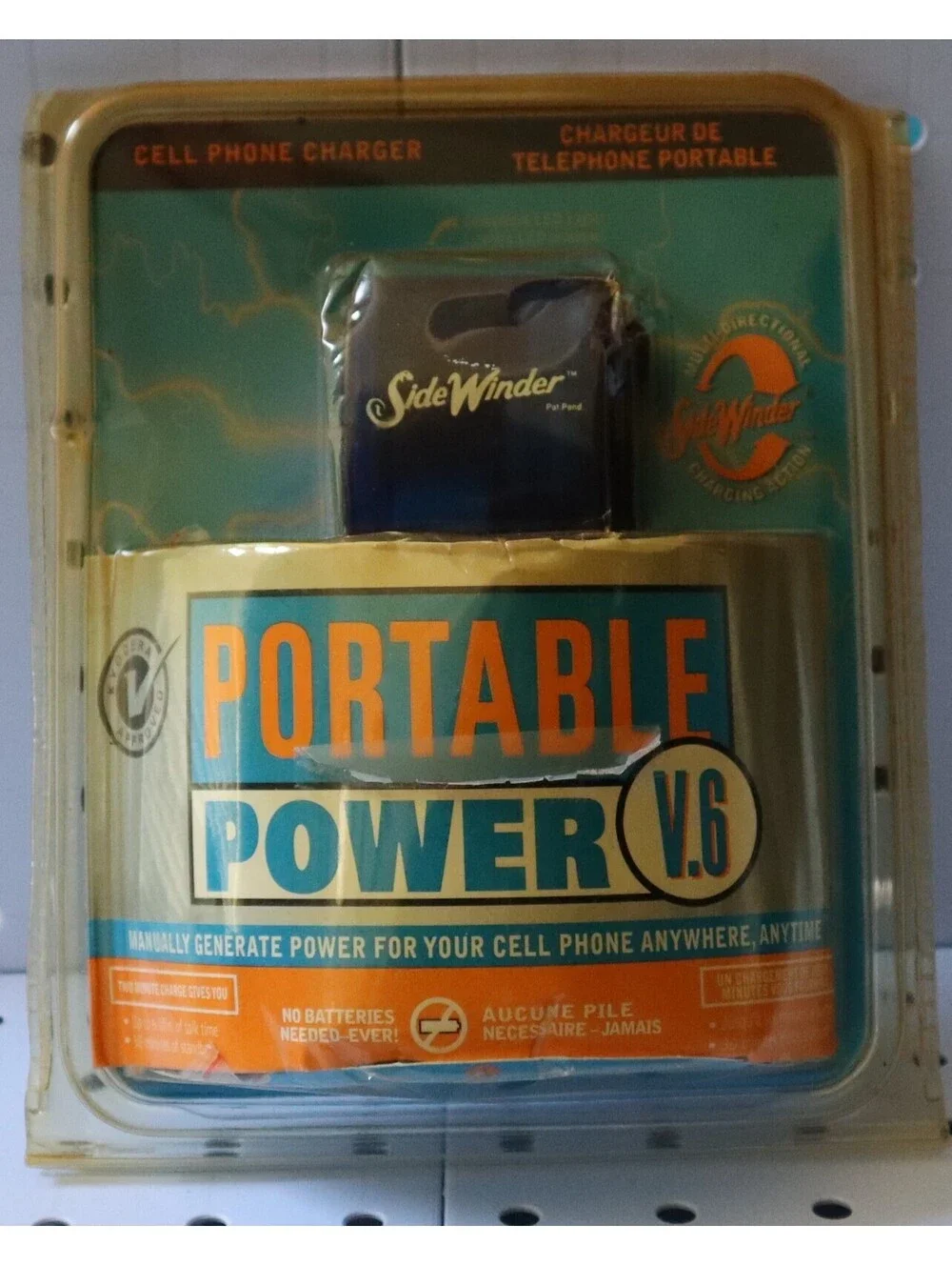 Side Winder Portable Power V.6 Vintg Cell Phone Charger Manually Generate Power